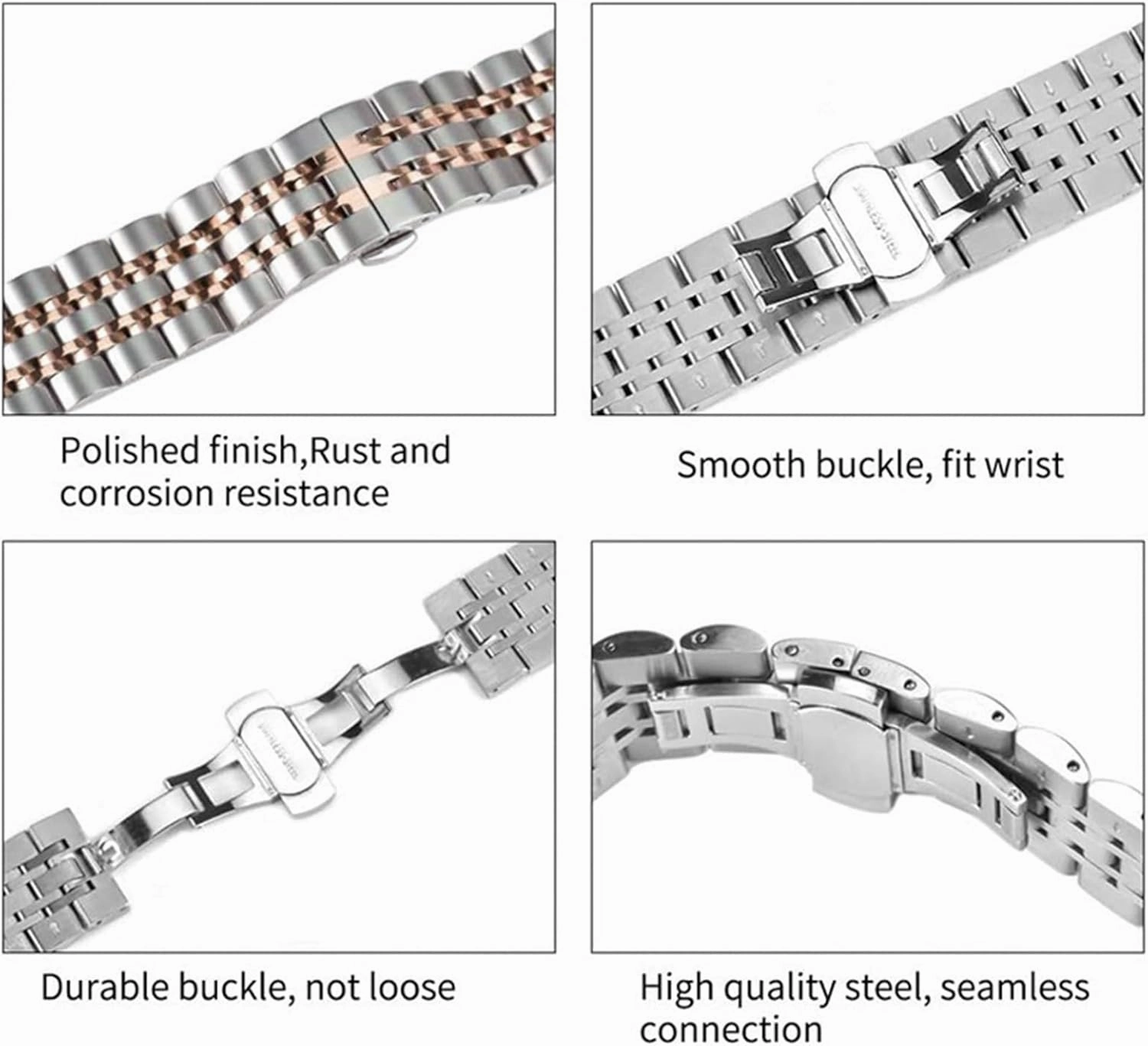 Stainless Steel Watch Strap Metal Replacement Watchbands 22mm 20mm Men Woman Universal Bracelet
