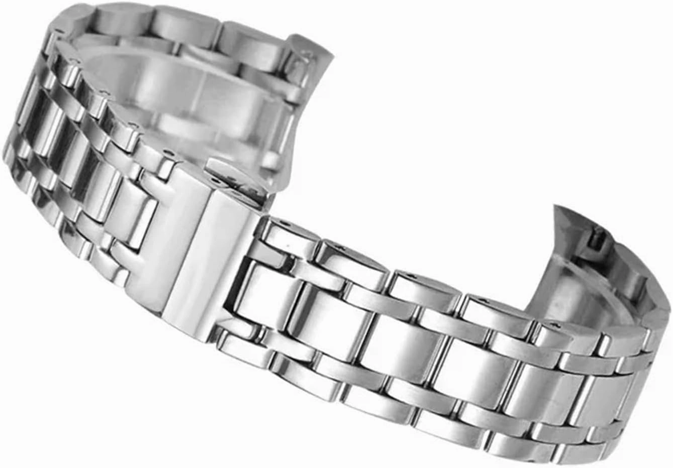 Stainless Steel Watchbands Bracelet 18mm Men Woman Brushed Metal Curved End Replacement Band