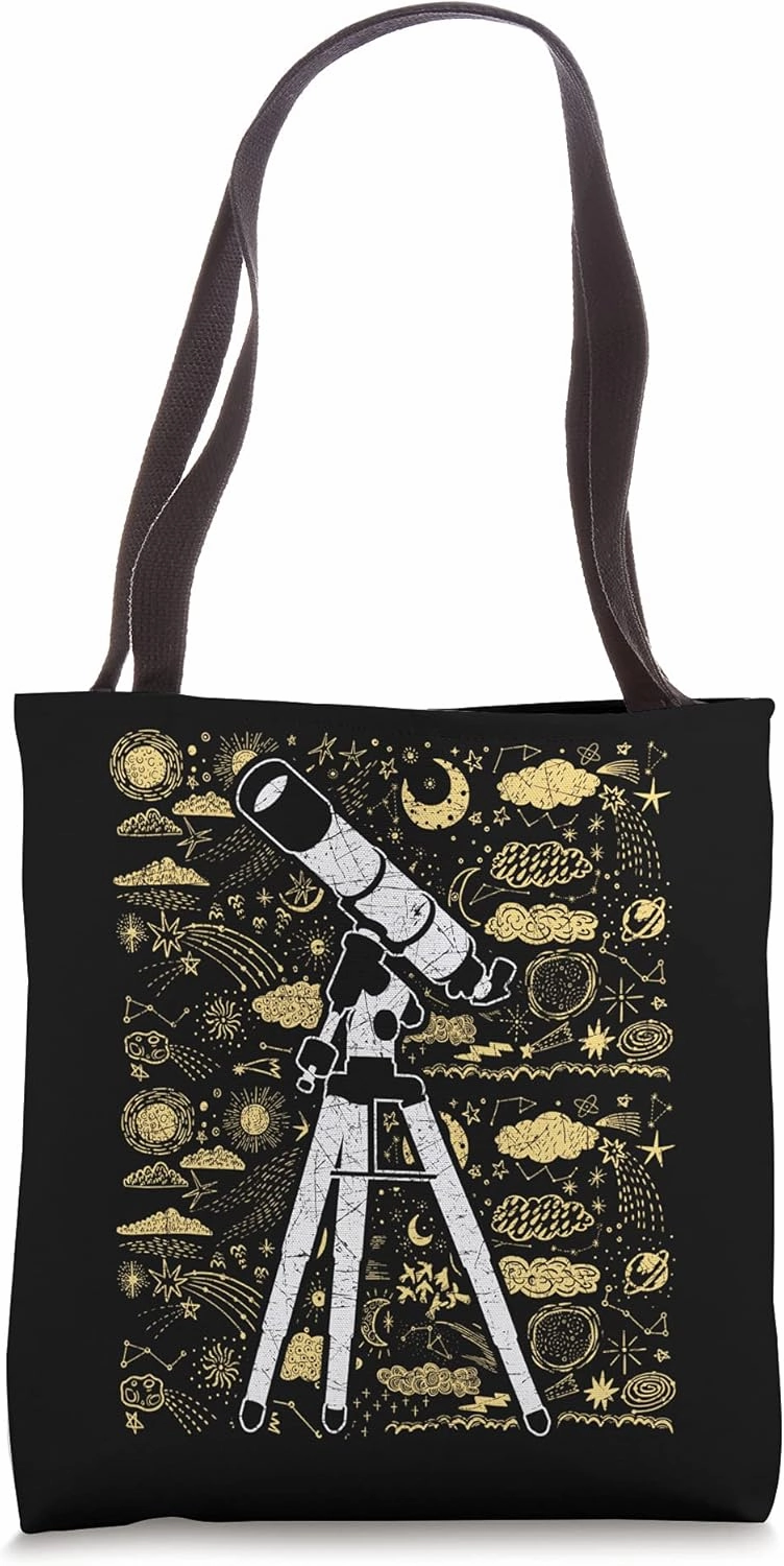 Stars Galaxy Telescope Universe Moon Planets Astronomy Tote Bag