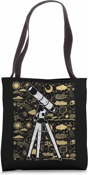 Stars Galaxy Telescope Universe Moon Planets Astronomy Tote Bag