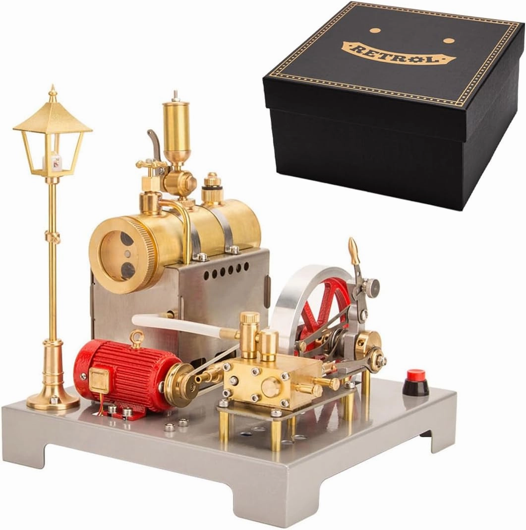 Steam Engine Model - SE-02 Full Metal Reversible Horizontal Stationary Engine Boiler DIY Kit - Science and Educational Gifts for Christmas, Birthdays and Holiday (100PCS) - Kit Version