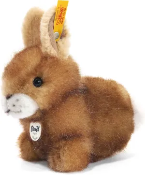 Steiff Hoppel Rabbit Stuffed Animal with Soft Woven Fur - Premium Plush Toy or Gift for Ages 3 and Up, Brown