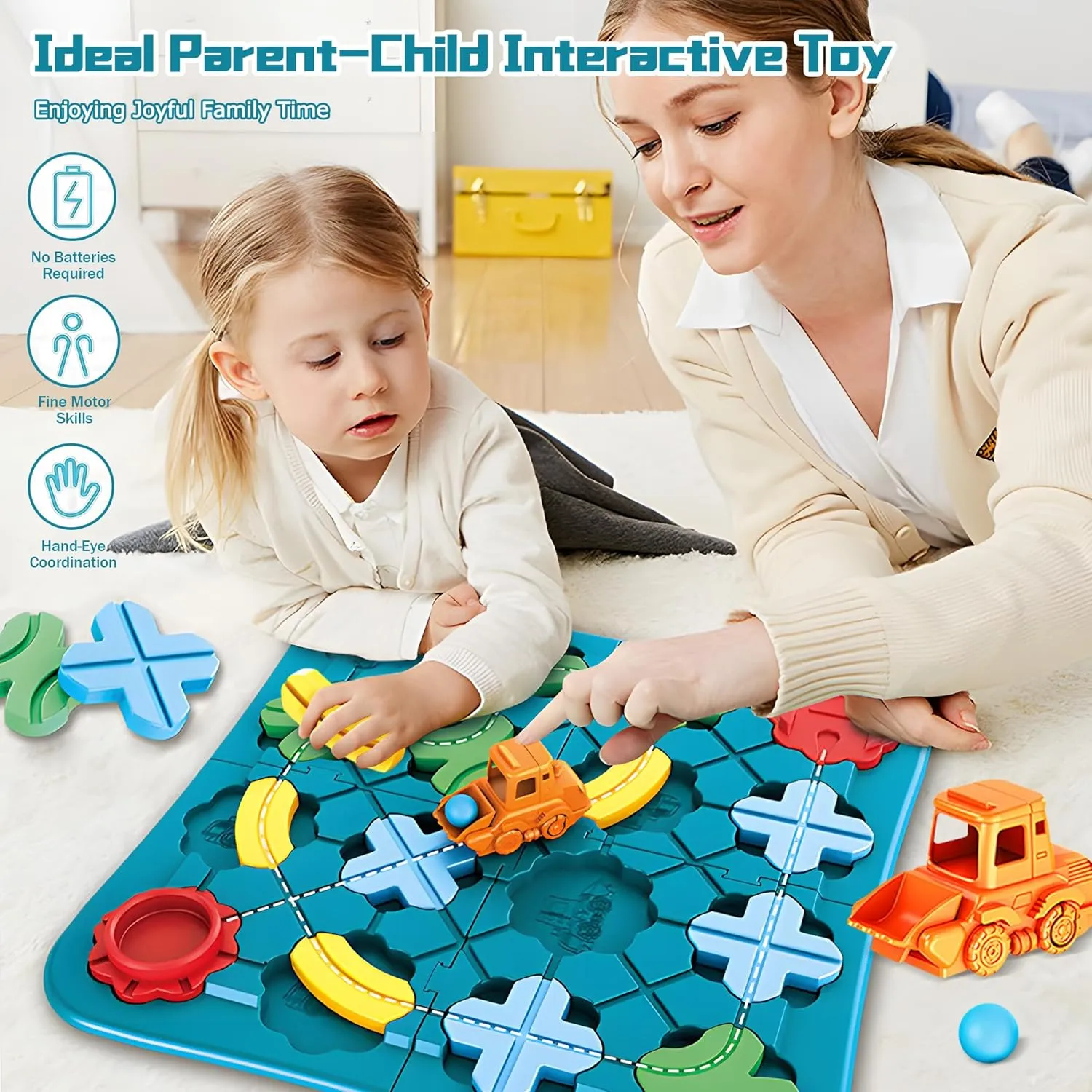 STEM Board Games Smart Logical Road Builder Brain Teasers Puzzle, Montessori Preschool Travel Toy Board Car Games for Kids Ages 4-8