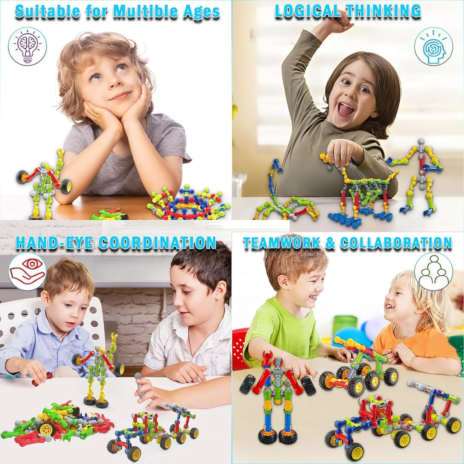 Stem Building Toys for 3 4 5 6 7 8 Year Old Boys Girls Kids,125 Pieces Building Blocks Educational Learning Toys with Large Storage Box,Ideal Christmas Birthday Gifts