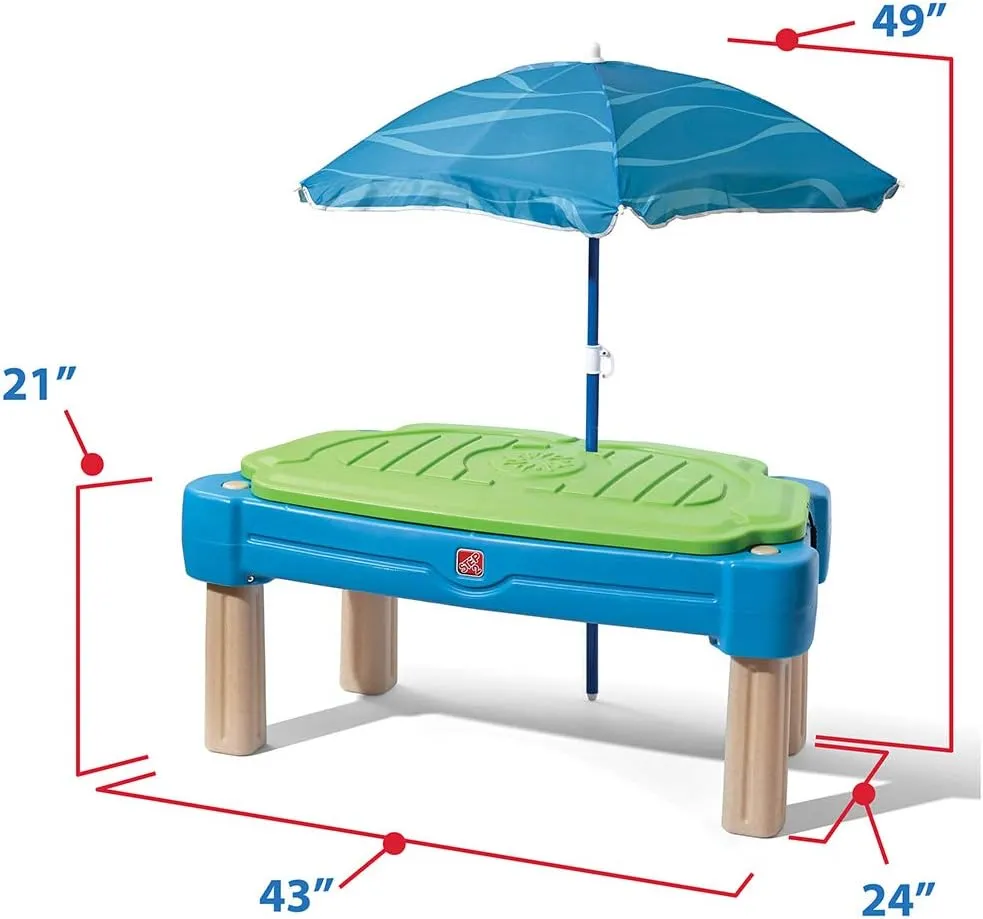 Step2 Cascading Cove Sand and Water Table, Kids Activity Sensory Playset, Comes with Umbrella, Summer Outdoor Toys, 7 Piece Toy Accessories, For Toddlers 1.5  Years Old