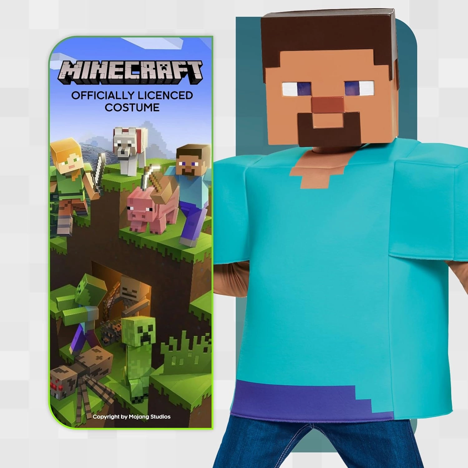 Steve Classic Minecraft Costume, Multicolor, Large (10-12)