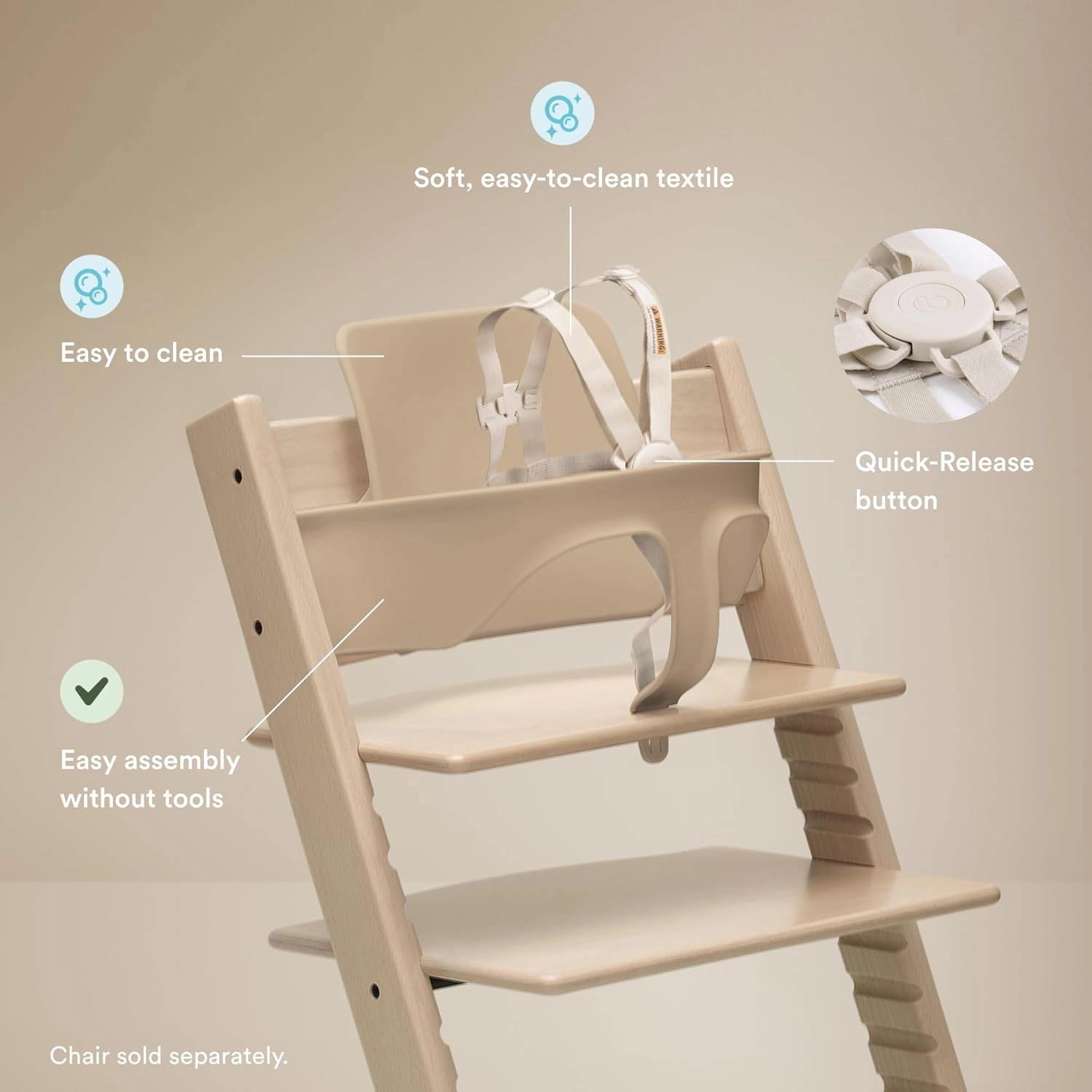 Stokke Tripp Trapp Baby Set 2, Fjord Blue - Ages 6-36 Months - Convert The Tripp Trapp Chair into a Comfortable High Chair - Includes Stokke Harness 2