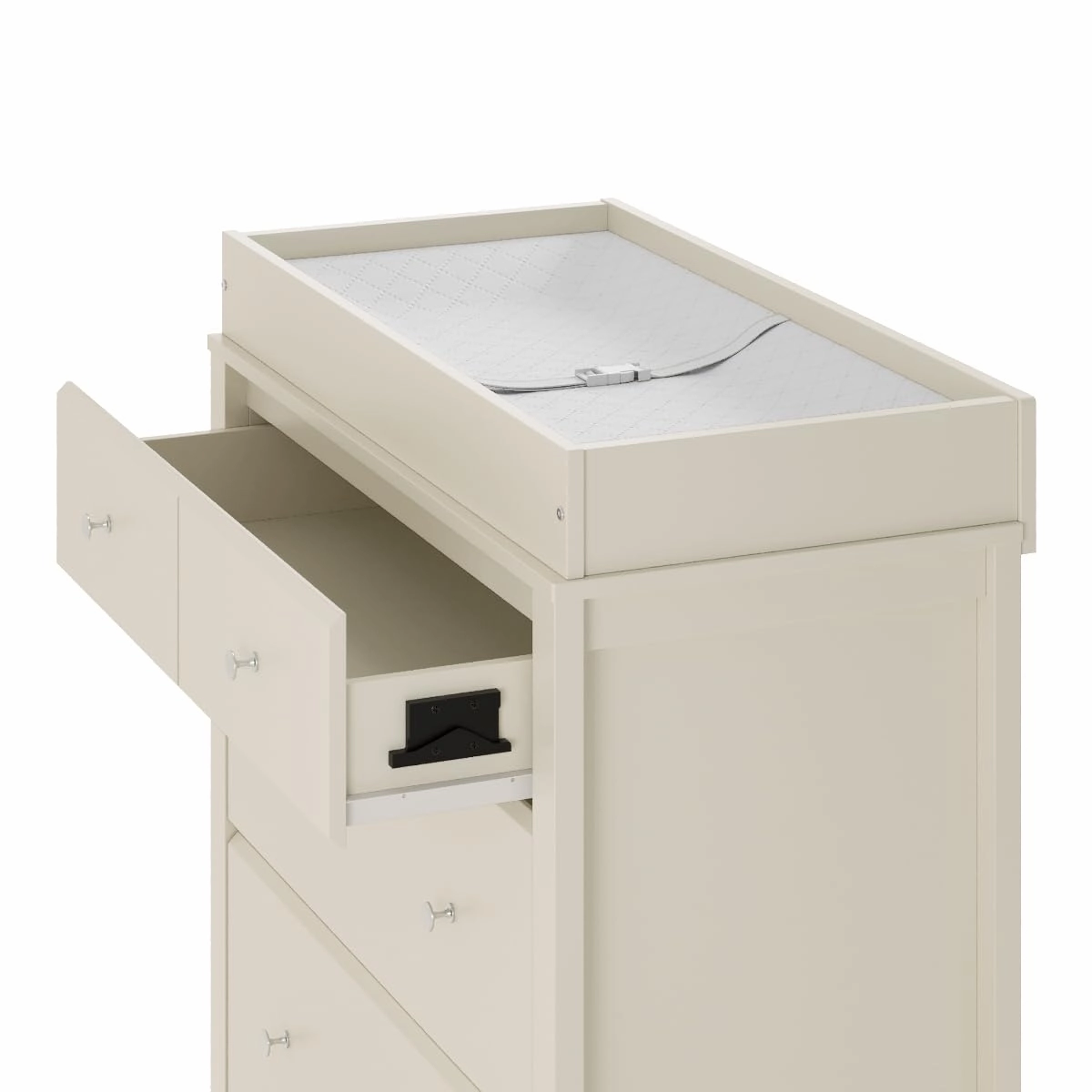 Storkcraft Horizon 3 Drawer Chest with Changing Topper (Frosted Oat) – GREENGUARD Gold Certified, 3 Drawer Dresser, Nursery Dresser Drawer Organizer