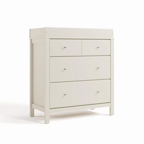 Storkcraft Horizon 3 Drawer Chest with Changing Topper (Frosted Oat) – GREENGUARD Gold Certified, 3 Drawer Dresser, Nursery Dresser Drawer Organizer