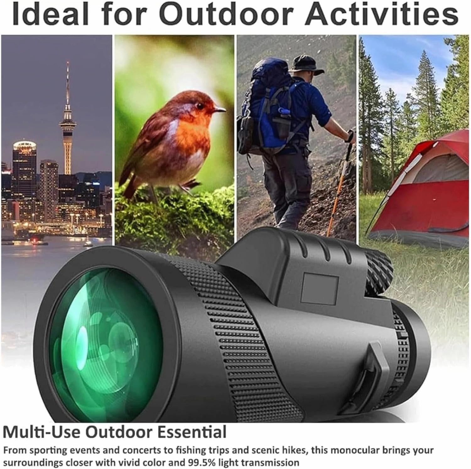 Stscope360 Monocular, Stethoscope 360 Monocular Set High Powered, 80x100 Monoculars, Waterproof HD Monoculars for Bird Watching, Stargazing & Travel (Black, Normal)