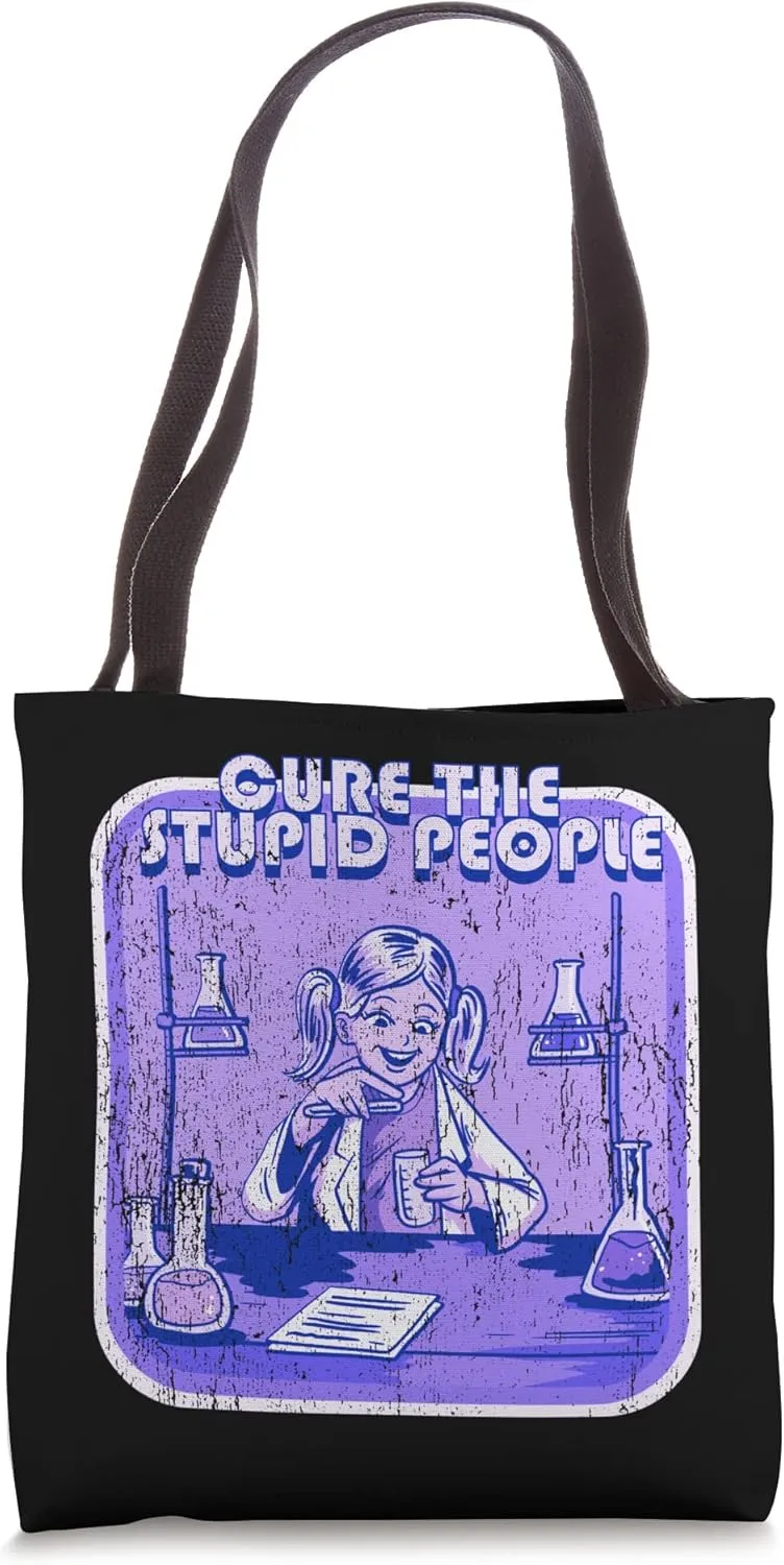 Stupid People Funny Vintage Retro Dark Humor Tote Bag