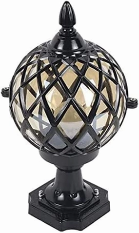 Style Courtyard Deck Post Cap Lights Vintage Post Light Fixture Clear Glass Landscape Lamp Waterproof Pillar Lamp for Garden Villa Ladder (Color : Dolphin Waves, Size : 7in) Brass 10.6in(Dolphin Wa