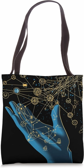 Stylized Network Hand Graphic for Tech Innovators Tote Bag