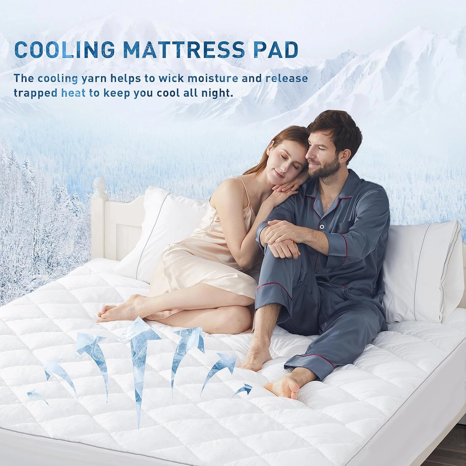 Sunflower Cooling Quilted Queen Mattress Protector, Mattress Pad Queen Chill Soft Mattress Cover, 18-22" Extra Deep Pocket Thin Version, Machine Washable Durable