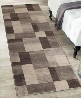 Superior Indoor Runner Rug, Jute Backing, Modern Plush Rugs for Entryway, Kitchen Floors, Hallway, Office Floor Cover, Color Block Rugs, Clifton Collection, 2' 7" x 12', Beige