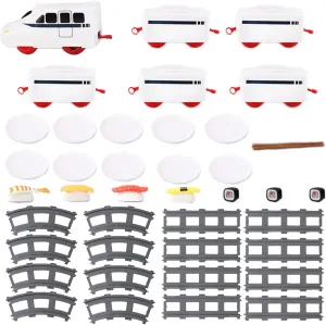 Sushi Train Rotating Food Train for Table Household Dinner Train with Rail Conveyor Belt Serving Tray Battery Powered Train Table