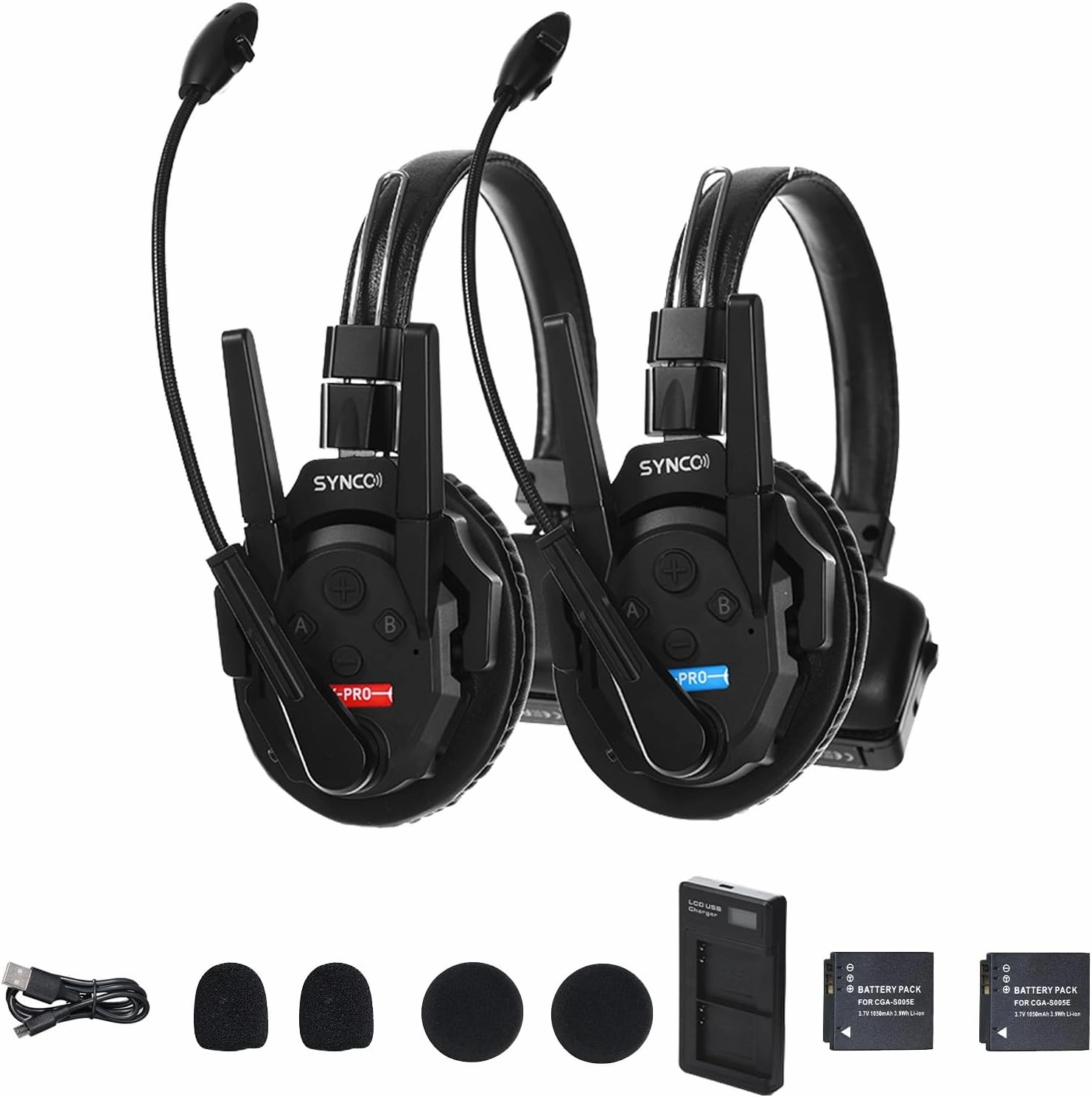 SYNCO XTalk Pro2 XPro X2 2.4GHz Wireless Headset Communication System Random Master Device 500m Operating Range Real-time Monitoring AI Noise Reduction Headset for Movie Shoot Live Show (2Pcs)