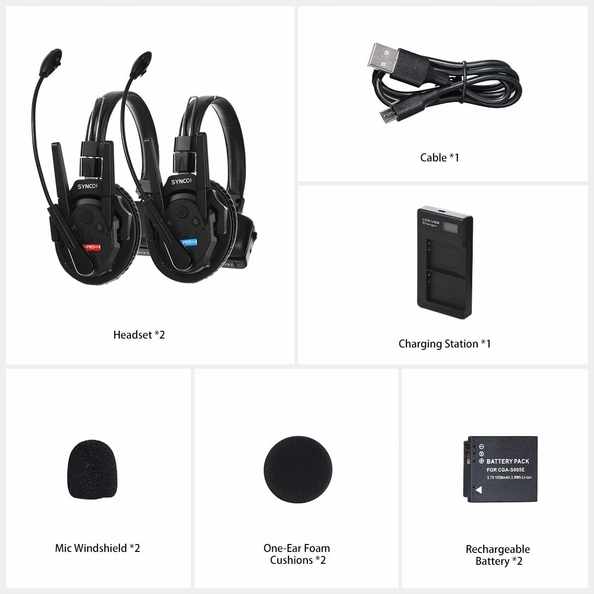SYNCO XTalk Pro2 XPro X2 2.4GHz Wireless Headset Communication System Random Master Device 500m Operating Range Real-time Monitoring AI Noise Reduction Headset for Movie Shoot Live Show (2Pcs)
