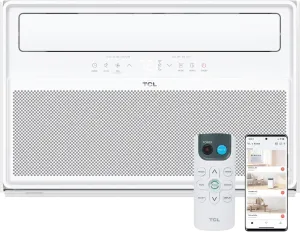 TCL H12W4KW 12,000 BTU Q-Series Inverter AC, Ultra-Quiet 38dB Fan & 40dB, 38% Energy Saving, 3-Step Install, Open-able Window, Works with Smart Home Devices, Cools up to 550 Sq. Ft, White