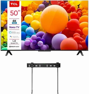 TCL 50-Inch Class 4-Series 4K UHD HDR LED Smart Roku TV   Wall Mount Works with Siri Alexa and Hey Google (Renewed)