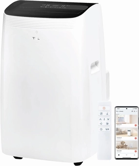 TCL H10PDH56W 10,000 BTU Q-Series Dual Hose Portable Inverter Air Conditioner & Heater, AC Unit with Heat, 450 Sq. Ft, up to 47% Energy Savings, Compact Design, Works with Smart Home Devices, White