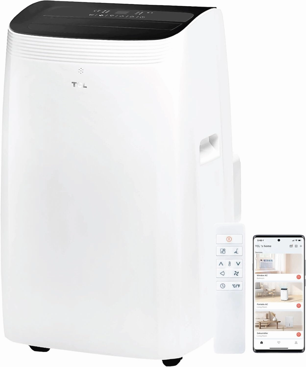 TCL H10PDH56W 10,000 BTU Q-Series Dual Hose Portable Inverter Air Conditioner & Heater, AC Unit with Heat, 450 Sq. Ft, up to 47% Energy Savings, Compact Design, Works with Smart Home Devices, White