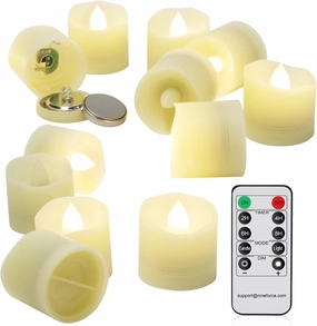 Tea Lights Battery Operated Candles with Remote Flameless Votive Candle LED Tea Light with Timer, Realistic Flickering Tealights Fake Candle Holiday Decoration Battery Remote Candles (12 Set x 1.3")