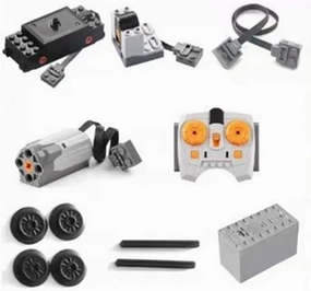 Technik Power Functions Set Remote Control Train Motor Battery Box, Train Refit Accessories Compatible with 10254 8881 8883 8293 Kit (Set F)