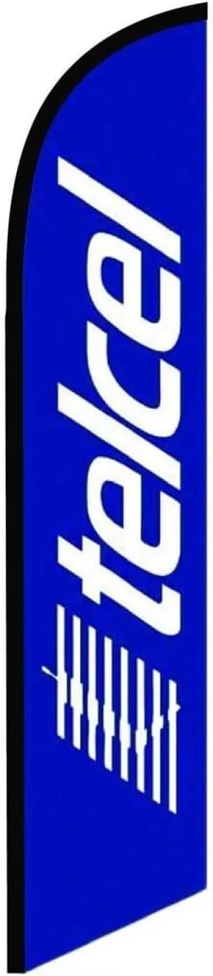 Telcel Blue Feather Flag | 3ft W x 11.5ft H | Durable Super-Knit Polyester | Outdoor Advertising Banner Flag for Promotions