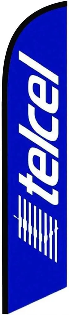 Telcel Blue Feather Flag | 3ft W x 11.5ft H | Durable Super-Knit Polyester | Outdoor Advertising Banner Flag for Promotions