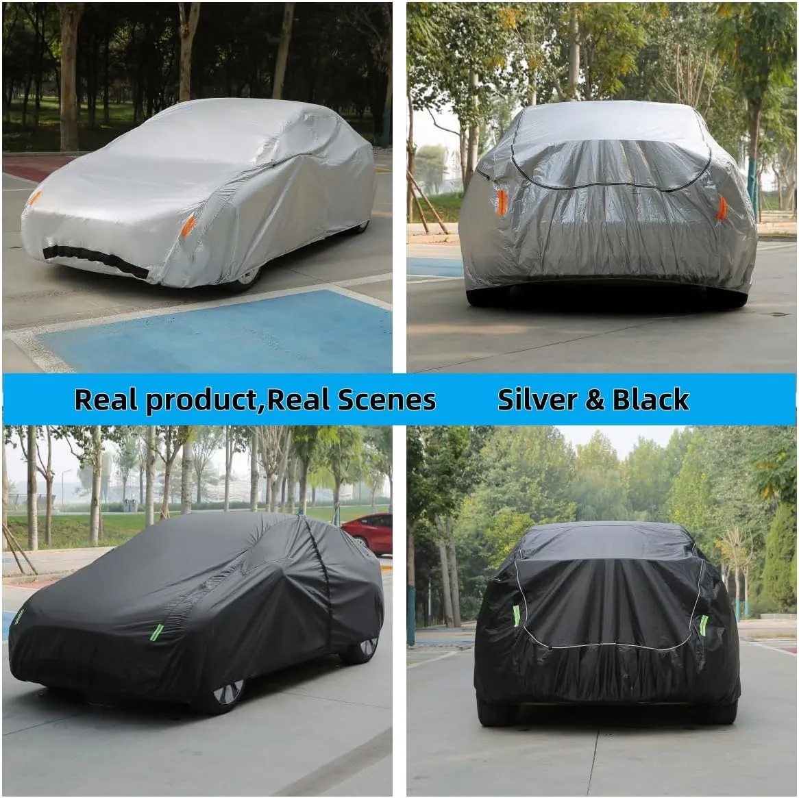 Tesla Model 3 Car Cover 2017-2025 Custom Fit with Soft Fleece Lining | 4-in-1 Waterproof Windproof Snowproof UV Protection | Scratch-Resistant Interior | Heavy-Duty All-Season Indoor/Outdoor Cover
