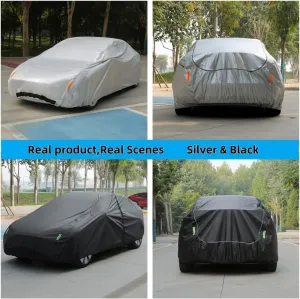 Tesla Model 3 Car Cover 2017-2025 Custom Fit with Soft Fleece Lining | 4-in-1 Waterproof Windproof Snowproof UV Protection | Scratch-Resistant Interior | Heavy-Duty All-Season Indoor/Outdoor Cover