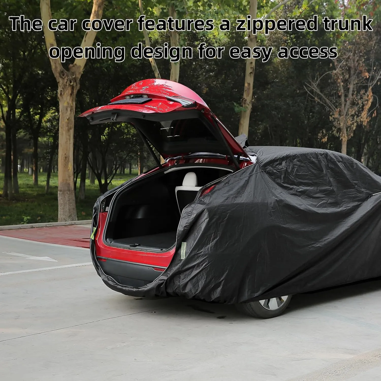 Tesla Model 3 Car Cover 2017-2025 Custom Fit with Soft Fleece Lining | 4-in-1 Waterproof Windproof Snowproof UV Protection | Scratch-Resistant Interior | Heavy-Duty All-Season Indoor/Outdoor Cover