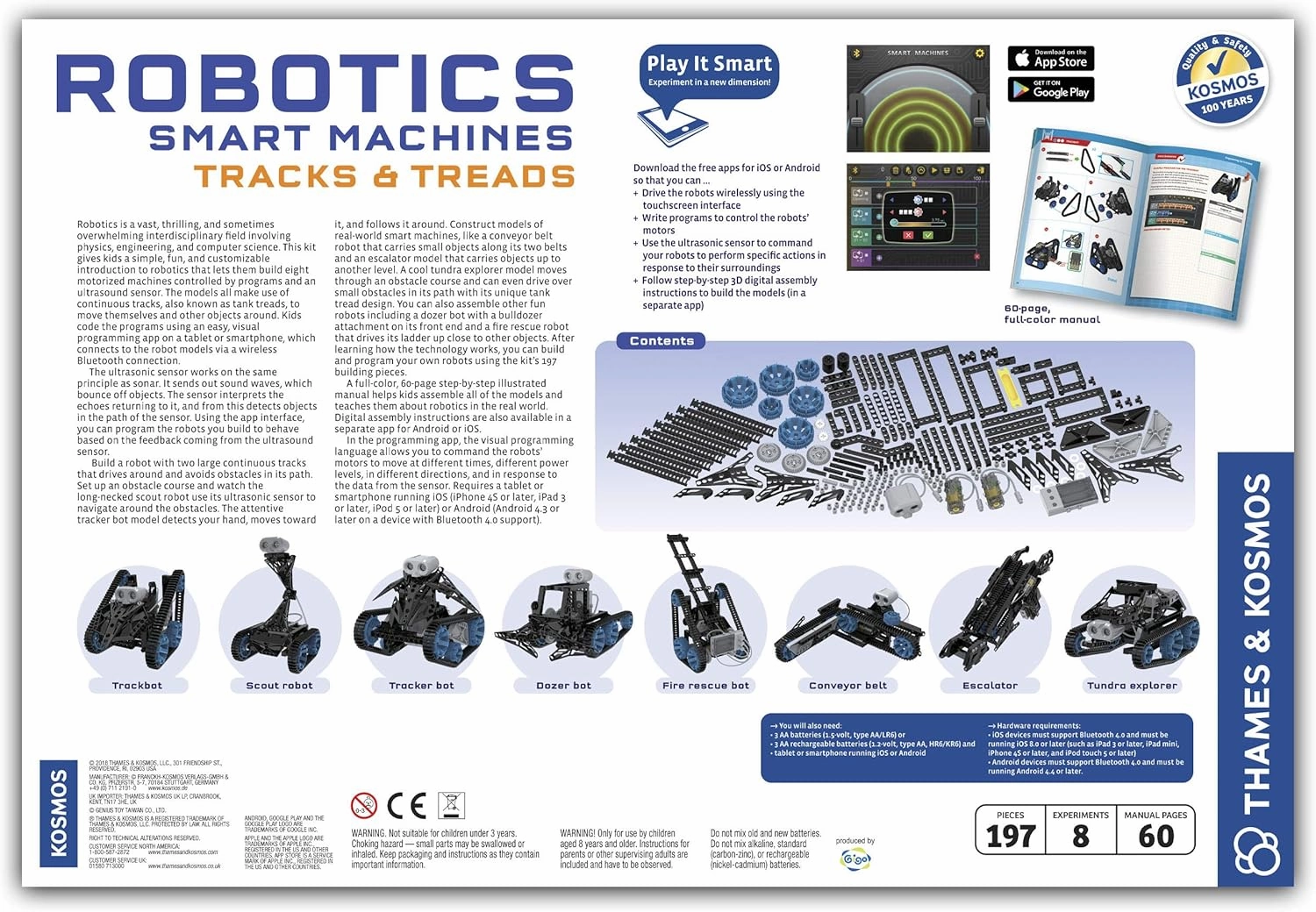 Thames & Kosmos | Robotics Smart Machines: Tracks & Treads | for Kids 8  | STEM Kit Builds 8 Robots | Color Manual to Help with Assembly | Requires Tablet or Smartphone | Parents' Choice Silver Award