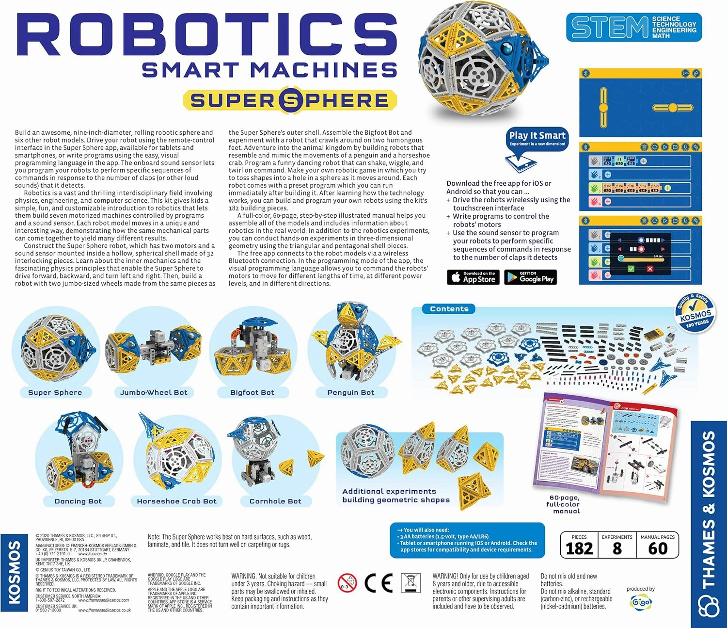 Thames & Kosmos Robotics: Smart Machines - Super Sphere STEM Experiment Kit | Build & Program a 9-inch Robotic Sphere   6 Other Robot Models | Basic Coding | Color Manual | Requires Tablet, Smartphone