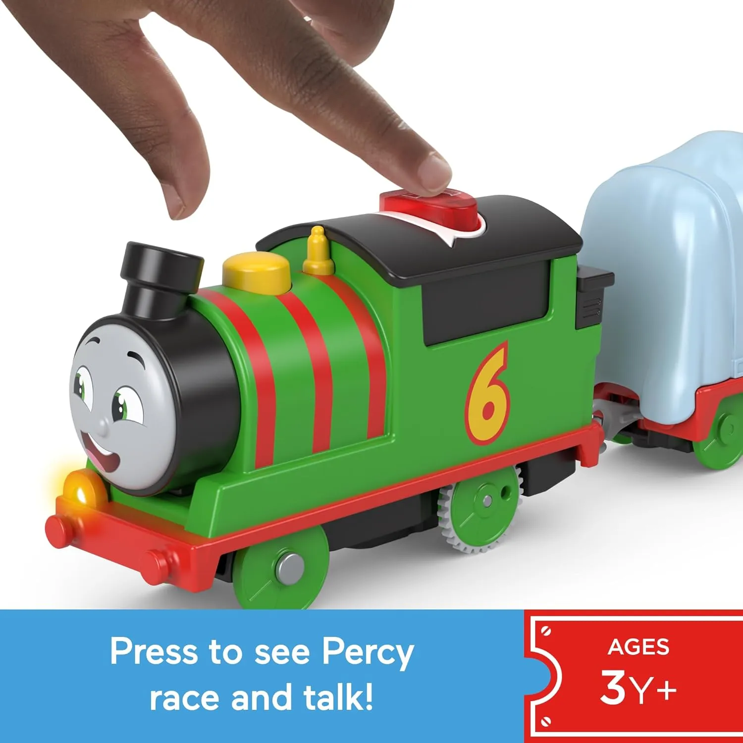 ​Thomas & Friends Motorized Toy Train Talking Percy Battery-Powered Engine with Sounds & Phrases for Pretend Play Preschool Kids Ages 3  Years