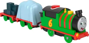 ​Thomas & Friends Motorized Toy Train Talking Percy Battery-Powered Engine with Sounds & Phrases for Pretend Play Preschool Kids Ages 3  Years