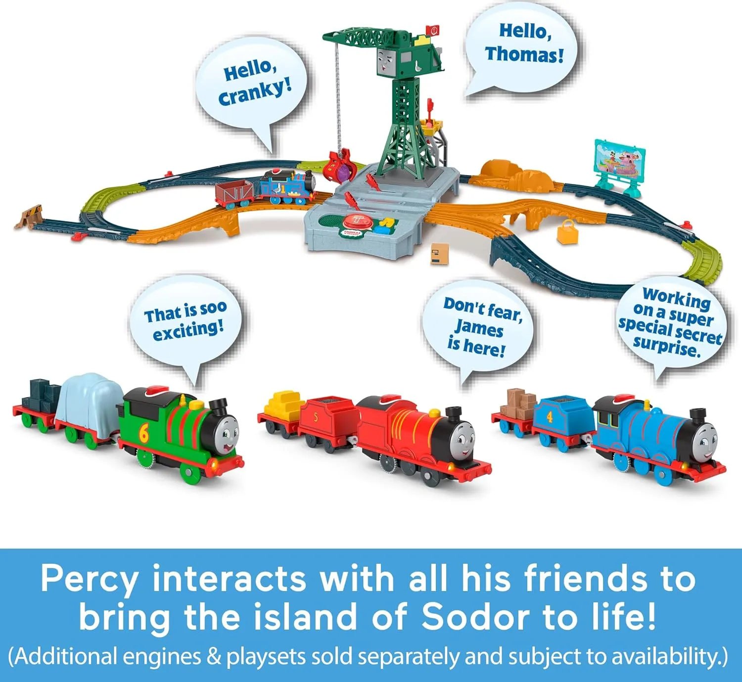 ​Thomas & Friends Motorized Toy Train Talking Percy Battery-Powered Engine with Sounds & Phrases for Pretend Play Preschool Kids Ages 3  Years