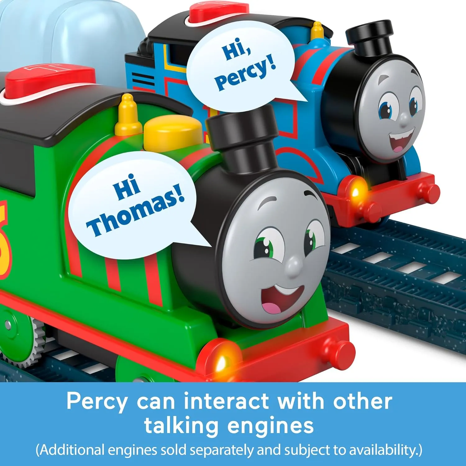 ​Thomas & Friends Motorized Toy Train Talking Percy Battery-Powered Engine with Sounds & Phrases for Pretend Play Preschool Kids Ages 3  Years