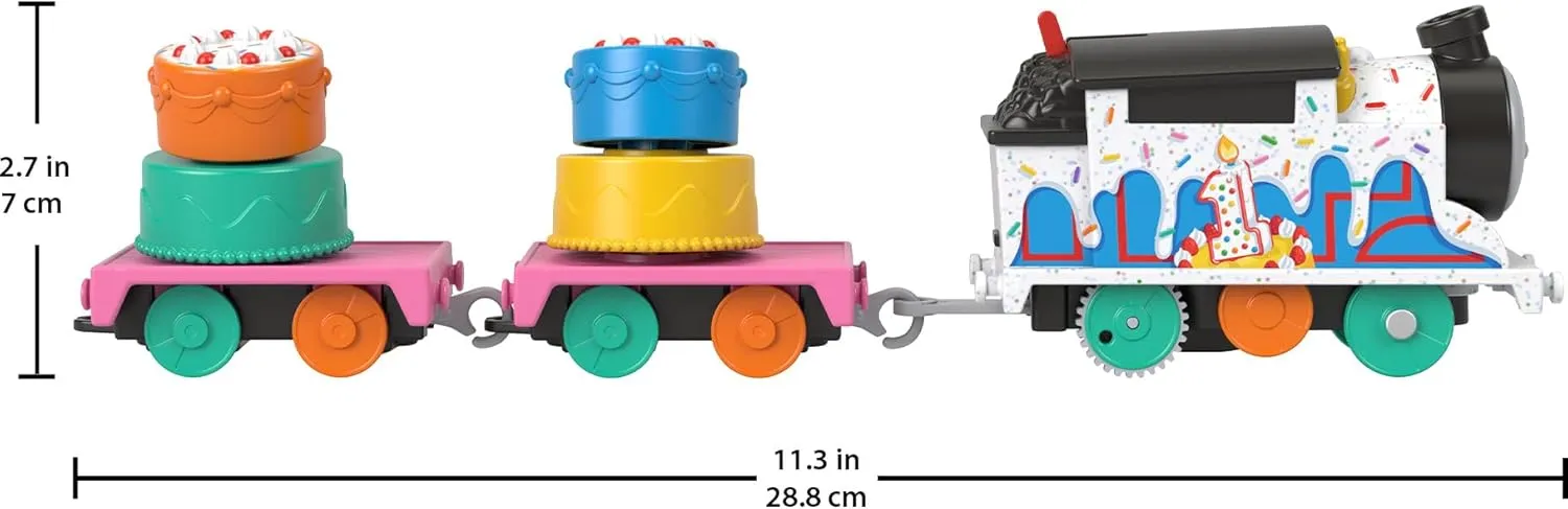 Thomas & Friends Motorized Toy Train, Wobbly Cake Thomas Engine with Cargo Cars & Pieces for Pretend Play Preschool Kids Ages 3  Years