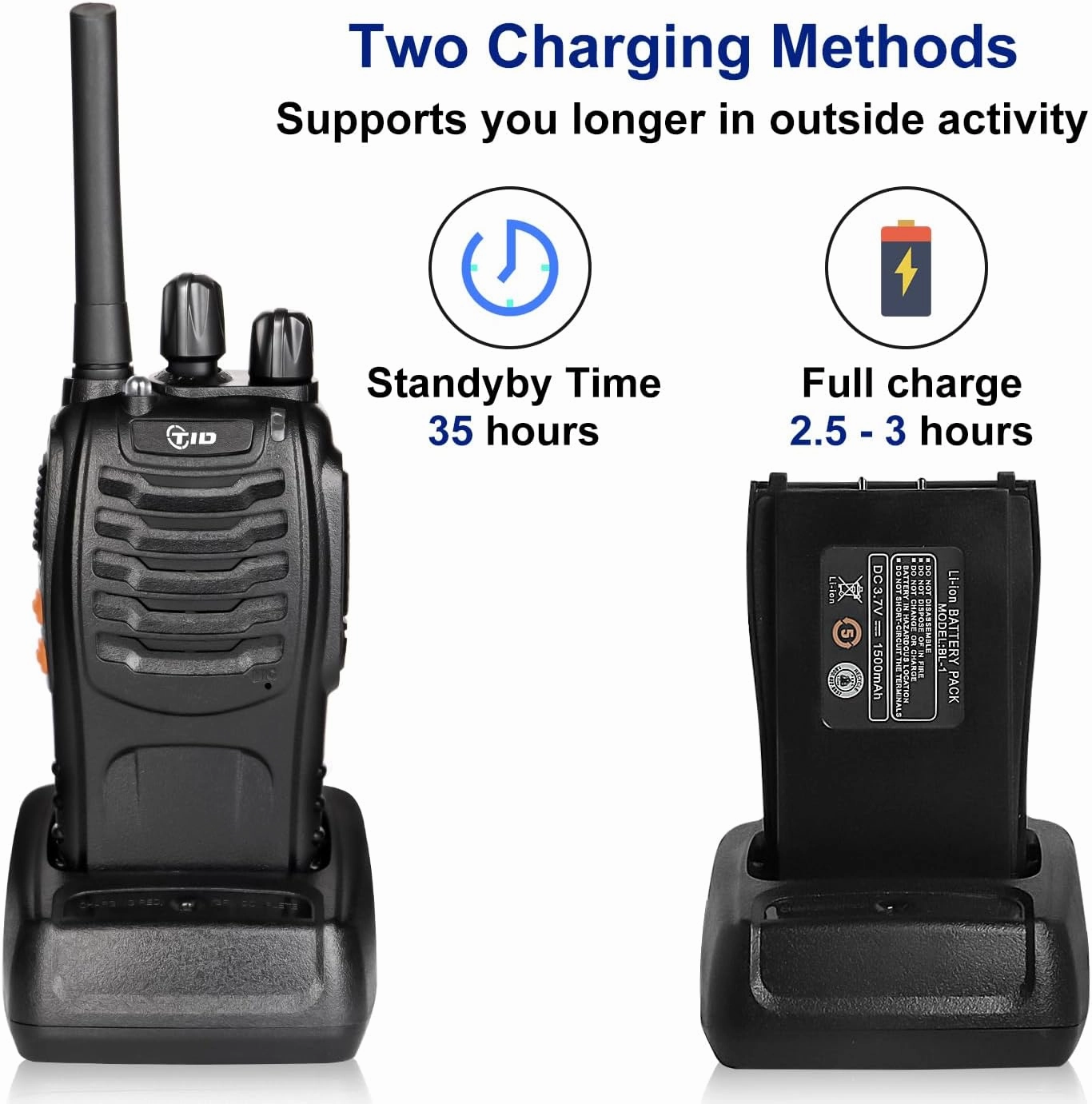 TIDRADIO TD-V2 Walkie Talkies for Adults Long Range, Frequency Copy, Rechargeable Two Way Radios with Secret Service Earpiece, 16CH Portable Durable Flashlight VOX Walky Talky(Black, 6 Pack)