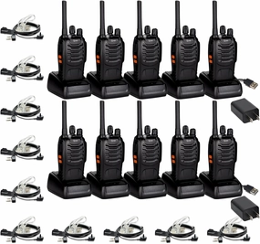 TIDRADIO Walkie Talkies for Adults Long Range, Frequency Copy, Rechargeable Two Way Radios with Secret Service Earpiece, 16CH Portable Flashlight VOX for Business Family TD-V2 (10 Pack,Black)