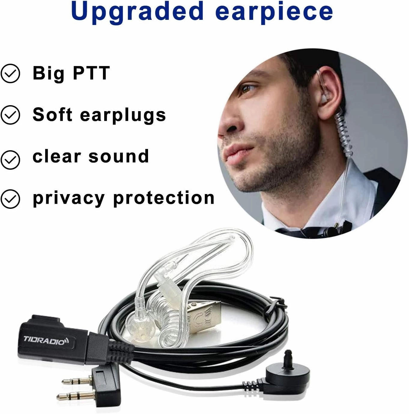 TIDRADIO Walkie Talkies for Adults Long Range, Frequency Copy, Rechargeable Two Way Radios with Secret Service Earpiece, 16CH Portable Flashlight VOX for Business Family TD-V2 (10 Pack,Black)