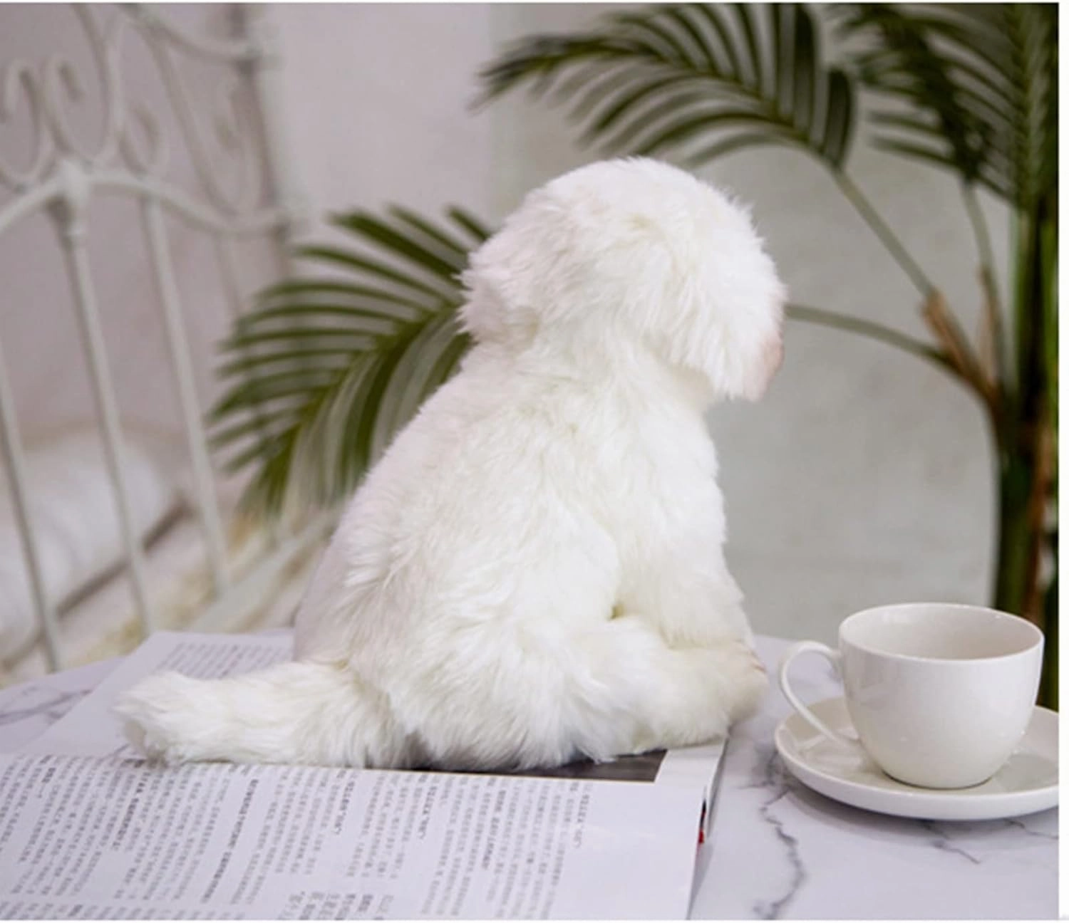 Tiny Heart Maltese Dog Plush Toys, Realistic Dog Stuffed Animal Super Soft and Cute White Dog Plush Toys 10inch, Birthday Gifts for Kids Boys and Girls Bedroom Home Decor Simulation