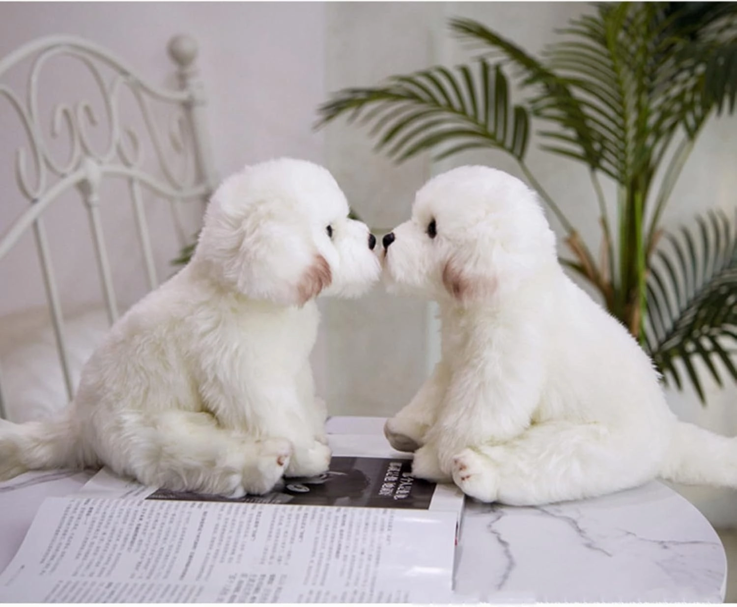Tiny Heart Maltese Dog Plush Toys, Realistic Dog Stuffed Animal Super Soft and Cute White Dog Plush Toys 10inch, Birthday Gifts for Kids Boys and Girls Bedroom Home Decor Simulation