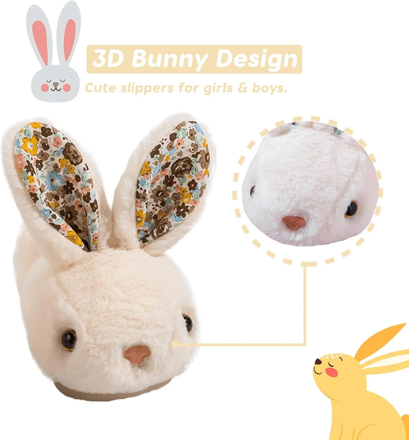 Toddler Bunny Slippers for Girls Boys Warm Plush Cute Rabbit Slippers Cozy House Slippers Indoor Outdoor for Kids Children