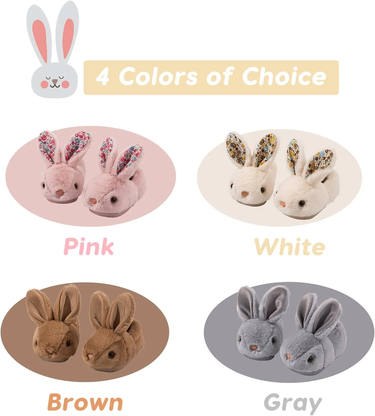 Toddler Bunny Slippers for Girls Boys Warm Plush Cute Rabbit Slippers Cozy House Slippers Indoor Outdoor for Kids Children