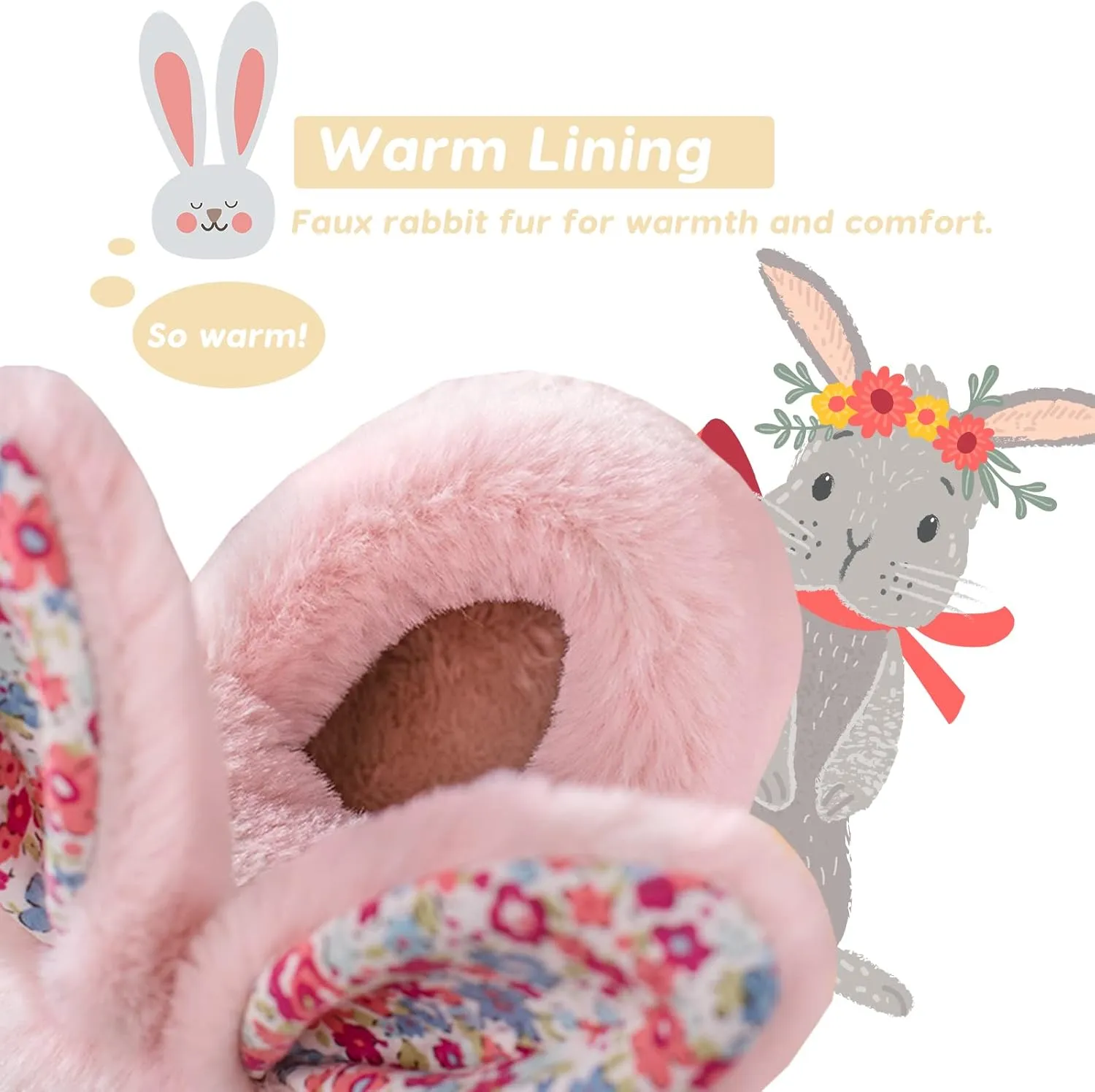 Toddler Bunny Slippers for Girls Boys Warm Plush Cute Rabbit Slippers Cozy House Slippers Indoor Outdoor for Kids Children