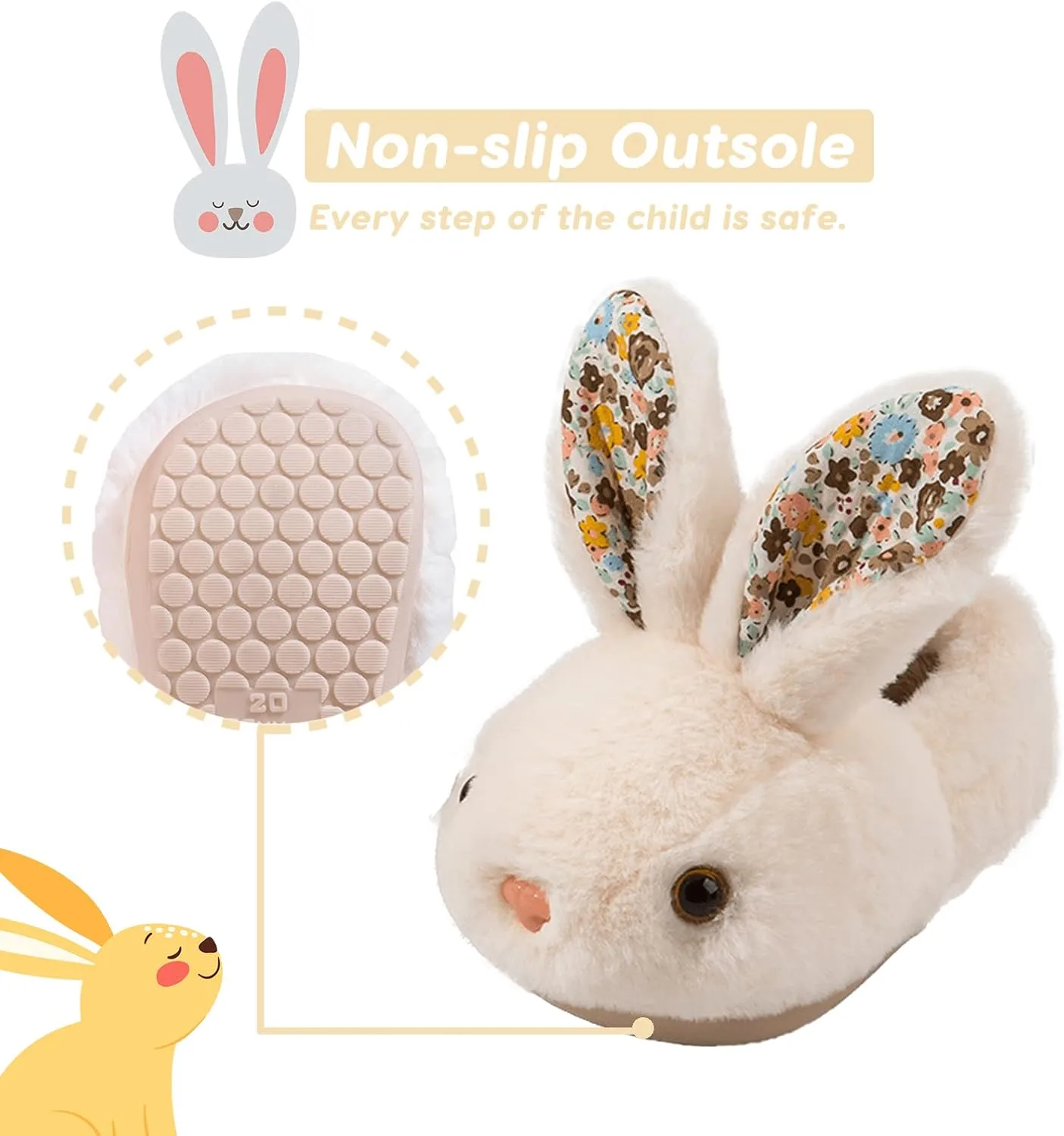 Toddler Bunny Slippers for Girls Boys Warm Plush Cute Rabbit Slippers Cozy House Slippers Indoor Outdoor for Kids Children