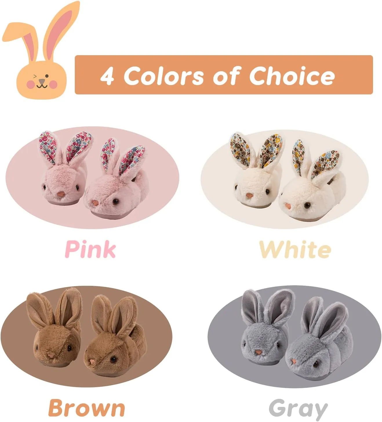 Toddler Bunny Slippers for Girls Boys Warm Plush Cute Rabbit Slippers Cozy House Slippers Indoor Outdoor for Kids Children